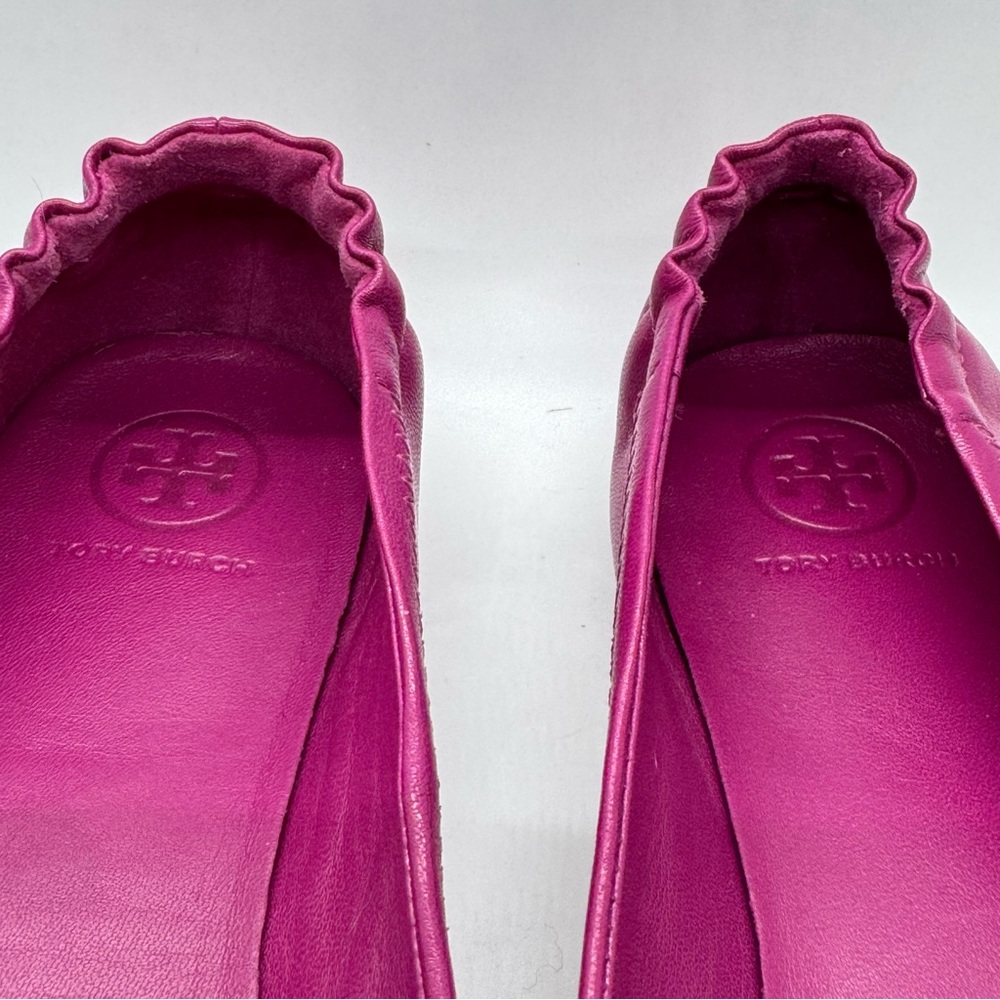 Tory Burch Minnie Reva Travel Ballet Flats Shoes in Magenta Pink Size 7.5 - Picture 8 of 12